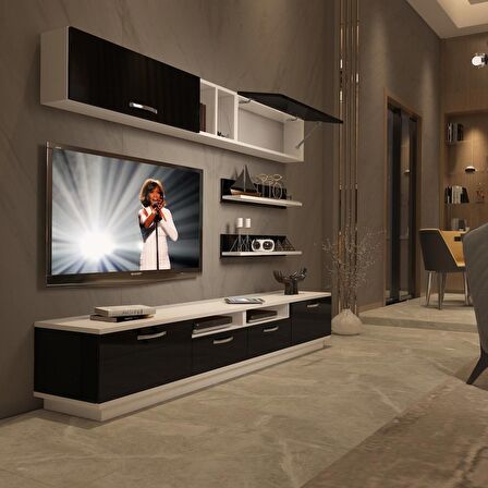 Decoraktiv Trendstyle 5220 Slm Tv Ünitesi Tv Sehpası - Beyaz - Siyah
