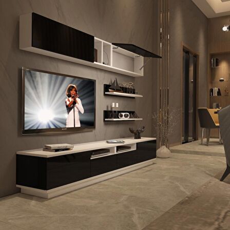 Decoraktiv Trendstyle 5220S Slm Tv Ünitesi Tv Sehpası - Beyaz - Siyah