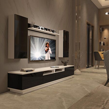 Decoraktiv Trendstyle 5220DS Mdf Tv Ünitesi Tv Sehpası - Beyaz - Siyah