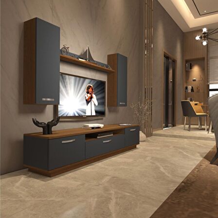 Decoraktiv Trendstyle 5D Mdf Tv Ünitesi Tv Sehpası - Ceviz - Antrasit