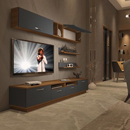 Decoraktiv Trendstyle 5220 Mdf Tv Ünitesi Tv Sehpası - Ceviz - Antrasit
