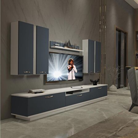 Decoraktiv Trendstyle 8D Mdf Tv Ünitesi Tv Sehpası - Beyaz - Antrasit