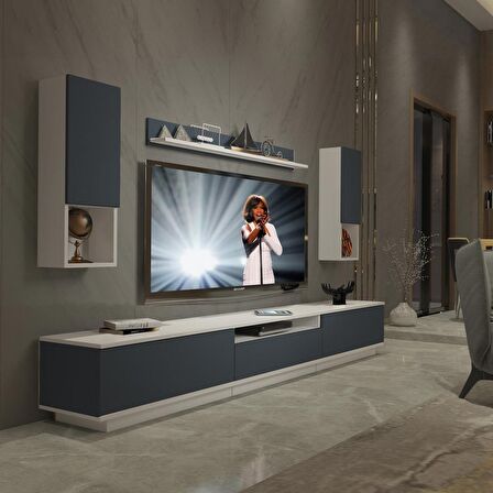 Decoraktiv Trendstyle 270DAS Mdf Tv Ünitesi Tv Sehpası - Beyaz - Antrasit