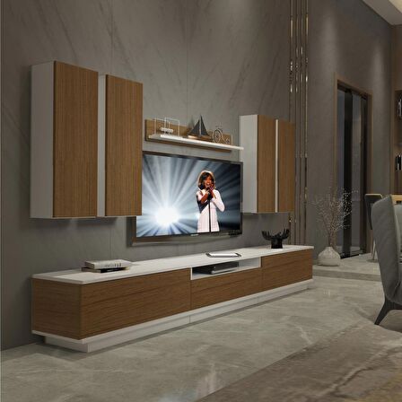 Decoraktiv Trendstyle 8DS Slm Tv Ünitesi Tv Sehpası - Beyaz - Ceviz