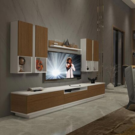 Decoraktiv Trendstyle 8DAS Slm Tv Ünitesi Tv Sehpası - Beyaz - Ceviz