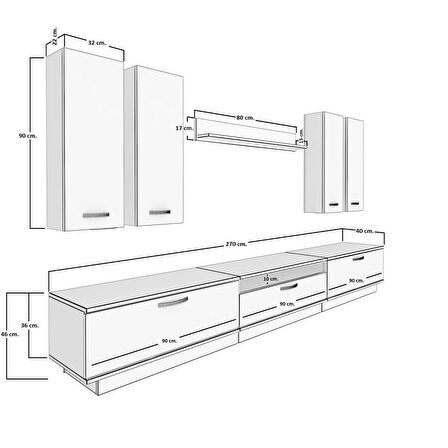 Decoraktiv Trendstyle 8D Mdf Tv Ünitesi Tv Sehpası - Beyaz - Pera