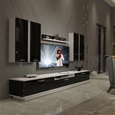 Decoraktiv Trendstyle 8D Slm Tv Ünitesi Tv Sehpası - Beyaz - Siyah