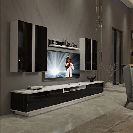 Decoraktiv Trendstyle 8DS Slm Tv Ünitesi Tv Sehpası - Beyaz - Siyah