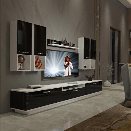 Decoraktiv Trendstyle 8DA Slm Tv Ünitesi Tv Sehpası - Beyaz - Siyah