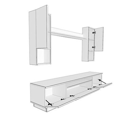 Decoraktiv Trendstyle 5DAS Slm Tv Ünitesi Tv Sehpası - Ceviz - Beyaz