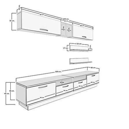 Decoraktiv Trendstyle 5220 Mdf Tv Ünitesi Tv Sehpası - Ceviz - Beyaz