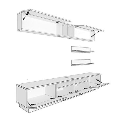 Decoraktiv Trendstyle 5220S Slm Tv Ünitesi Tv Sehpası - Ceviz - Beyaz