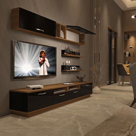 Decoraktiv Trendstyle 5220 Mdf Tv Ünitesi Tv Sehpası - Ceviz - Siyah