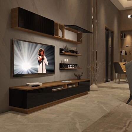 Decoraktiv Trendstyle 5220S Mdf Tv Ünitesi Tv Sehpası - Ceviz - Siyah