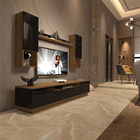 Decoraktiv Trendstyle 5DAS Mdf Tv Ünitesi Tv Sehpası - Pera - Siyah