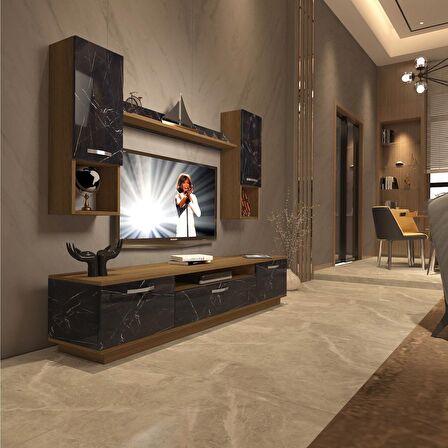 Decoraktiv Trendstyle 5DA Mdf Tv Ünitesi Tv Sehpası - Pera - Siyah Mermer
