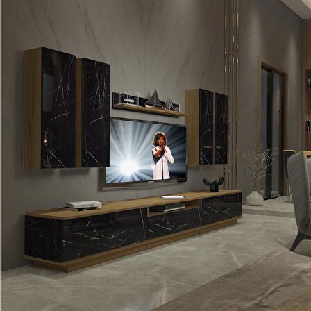 Decoraktiv Trendstyle 8DS Mdf Tv Ünitesi Tv Sehpası - Pera - Siyah Mermer