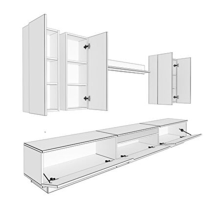 Decoraktiv Trendstyle 8DS Mdf Tv Ünitesi Tv Sehpası - Pera - Siyah Mermer
