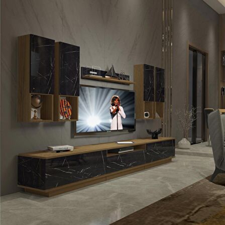 Decoraktiv Trendstyle 8DAS Mdf Tv Ünitesi Tv Sehpası - Pera - Siyah Mermer