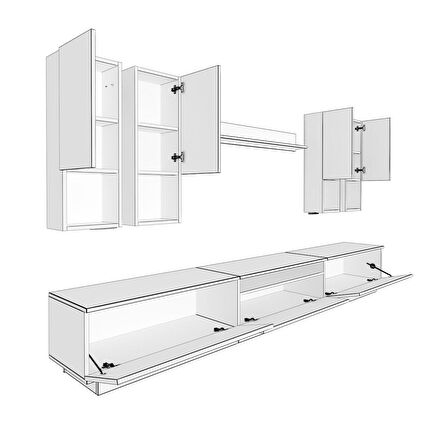 Decoraktiv Trendstyle 8DAS Mdf Tv Ünitesi Tv Sehpası - Pera - Siyah Mermer