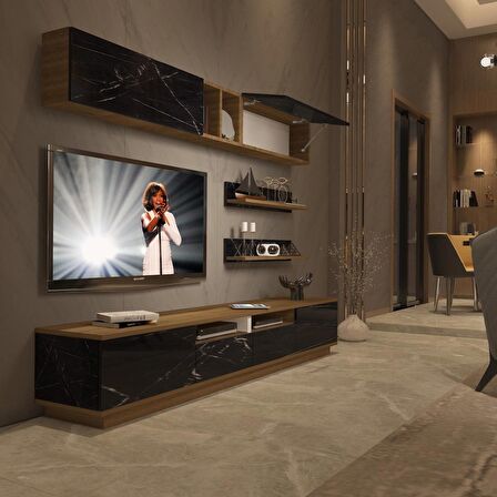 Decoraktiv Trendstyle 5220S Mdf Tv Ünitesi Tv Sehpası - Pera - Siyah Mermer