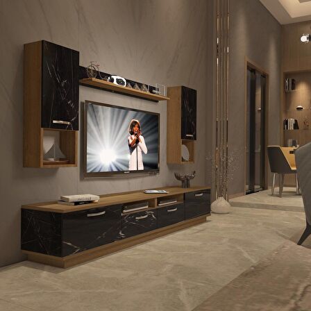 Decoraktiv Trendstyle 5220DA Mdf Tv Ünitesi Tv Sehpası - Pera - Siyah Mermer