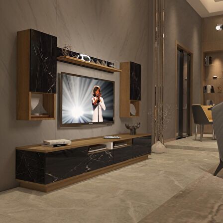 Decoraktiv Trendstyle 5220DAS Mdf Tv Ünitesi Tv Sehpası - Pera - Siyah Mermer