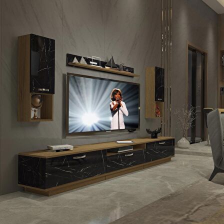 Decoraktiv Trendstyle 270DA Mdf Tv Ünitesi Tv Sehpası - Pera - Siyah Mermer