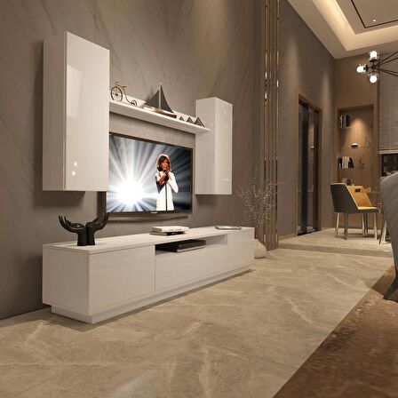 Decoraktiv Trendstyle 5DS Mdf Tv Ünitesi Tv Sehpası - Parlak Beyaz
