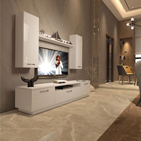 Decoraktiv Trendstyle 5D Slm Tv Ünitesi Tv Sehpası - Parlak Beyaz