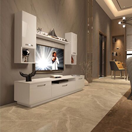 Decoraktiv Trendstyle 5DA Slm Tv Ünitesi Tv Sehpası - Parlak Beyaz