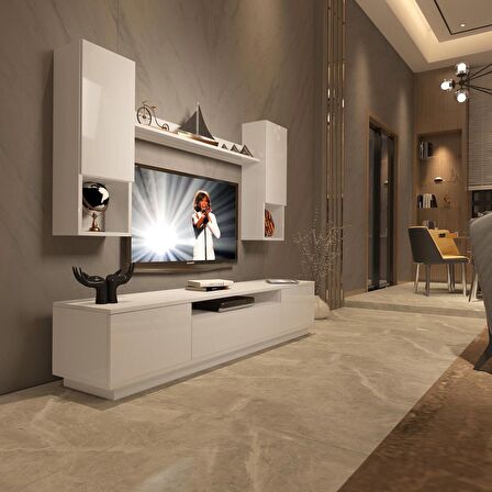 Decoraktiv Trendstyle 5DAS Slm Tv Ünitesi Tv Sehpası - Parlak Beyaz