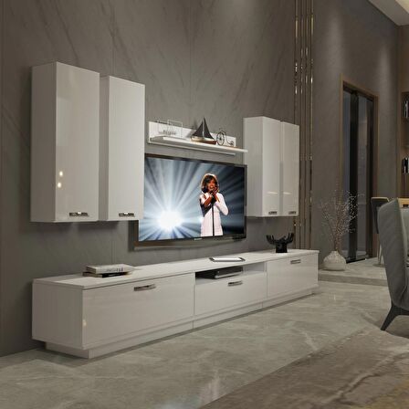 Decoraktiv Trendstyle 8D Mdf Tv Ünitesi Tv Sehpası - Parlak Beyaz