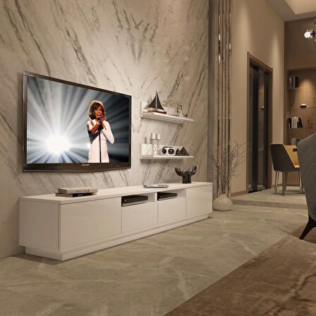 Decoraktiv Trendstyle 220RS Slm Tv Ünitesi Tv Sehpası - Parlak Beyaz