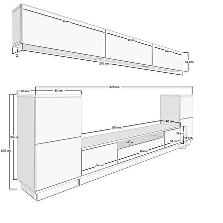 Decoraktiv Trendstyle 9S Mdf Tv Ünitesi Tv Sehpası - Ceviz - Antrasit