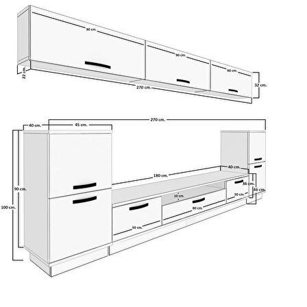 Decoraktiv Trendstyle 9 Mdf Tv Ünitesi Tv Sehpası - Ceviz - Beyaz