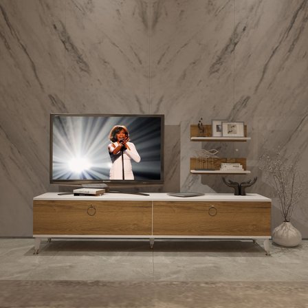 Decoraktiv Eko 4 Mdf Std Gold Tv Ünitesi Tv Sehpası - Beyaz Pera