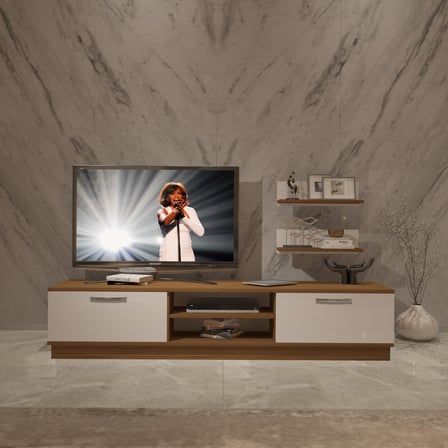 Decoraktiv Eko 4b Mdf Dvd Tv Ünitesi Tv Sehpası - Ceviz Beyaz