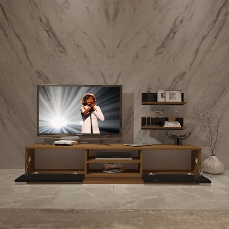 Decoraktiv Eko 4b Mdf Dvd Tv Ünitesi Tv Sehpası - Ceviz Siyah