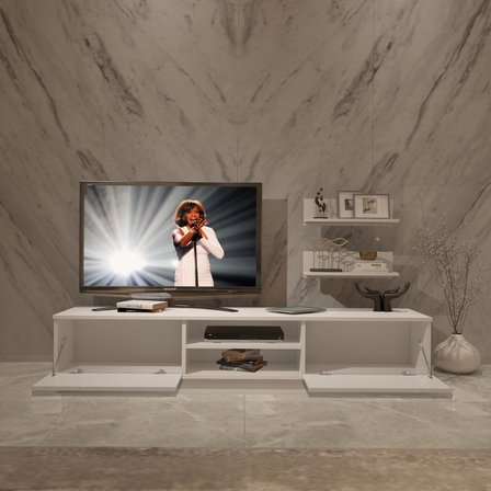 Decoraktiv Eko 4b Slm Dvd Tv Ünitesi Tv Sehpası - Parlak Beyaz