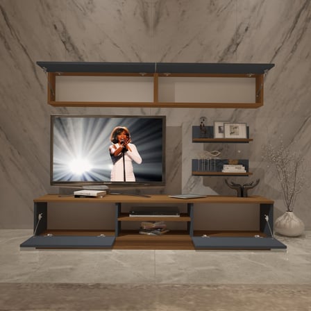 Decoraktiv Eko 5b Mdf Dvd Tv Ünitesi Tv Sehpası - Ceviz Antrasit