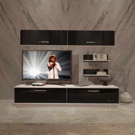 Decoraktiv Eko 5b Slm Std Tv Ünitesi Tv Sehpası - Beyaz Siyah
