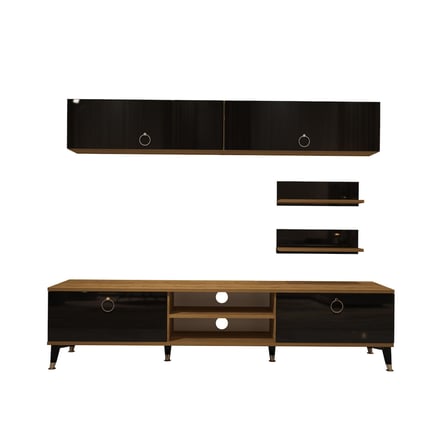 Decoraktiv Eko 5 Mdf Dvd Gold Tv Ünitesi Tv Sehpası - Pera Siyah