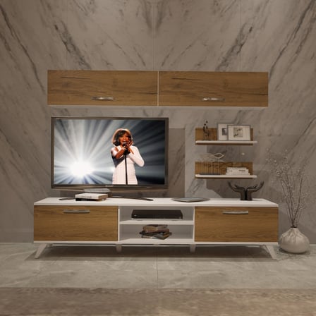 Decoraktiv Eko 5 Mdf Dvd Retro Tv Ünitesi Tv Sehpası - Beyaz Pera
