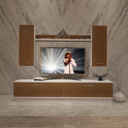 Decoraktiv Eko 5db Slm Std Tv Ünitesi Tv Sehpası - Beyaz Ceviz