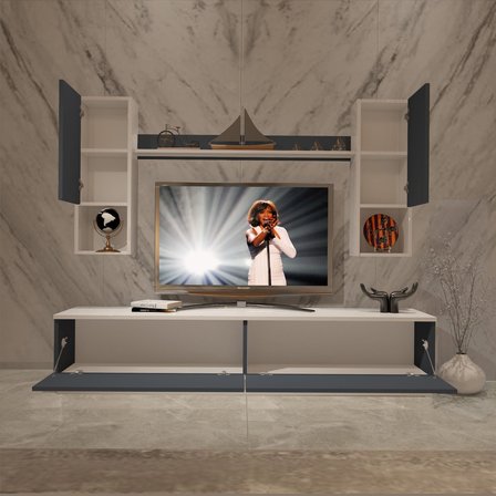 Decoraktiv Eko 5dab Mdf Std Tv Ünitesi Tv Sehpası - Beyaz Antrasit