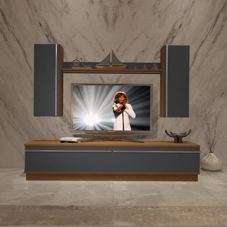 Decoraktiv Eko 5db Mdf Std Tv Ünitesi Tv Sehpası - Ceviz Antrasit
