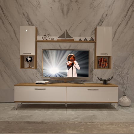 Decoraktiv Eko 5da Mdf Std Silver Tv Ünitesi Tv Sehpası - Pera Beyaz