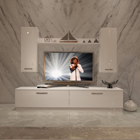 Decoraktiv Eko 5db Slm Std Tv Ünitesi Tv Sehpası - Parlak Beyaz