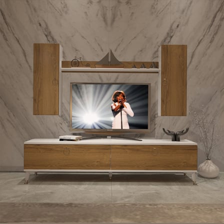 Decoraktiv Eko 7 Mdf Std Gold Tv Ünitesi Tv Sehpası - Beyaz Pera